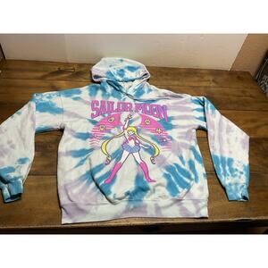 Sailor Moon Graphic Tie Dye Hoodie Hot Topic Pink & Teal Size Large